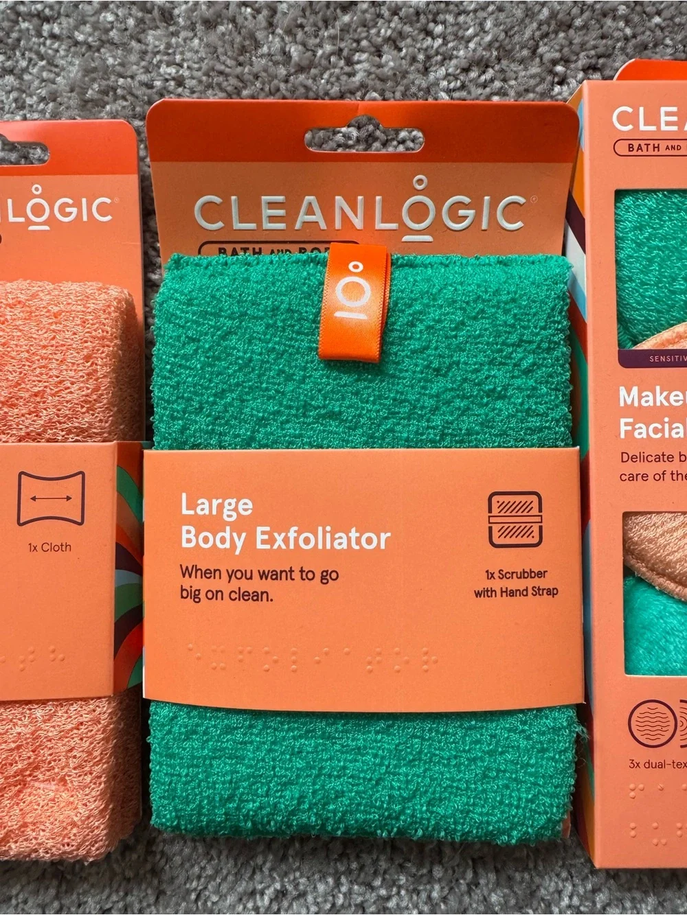 Cleanlogic Bath & Body Exfoliating Spa Bundle Stretch Cloth Facial Buffers